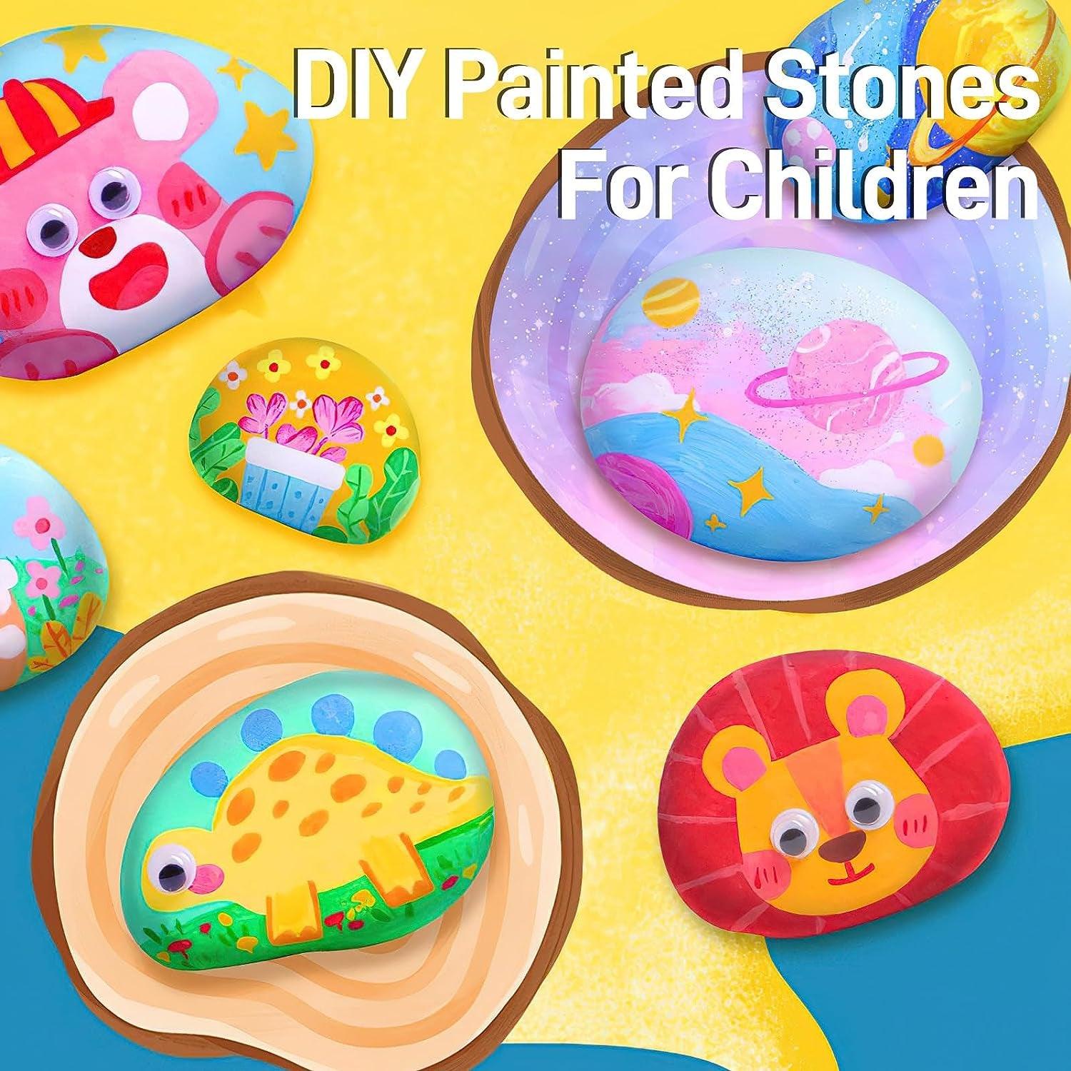 Rock Painting Kit for Kids 6-12, Glow in the Dark Paints, Creative Art –  WoodArtSupply
